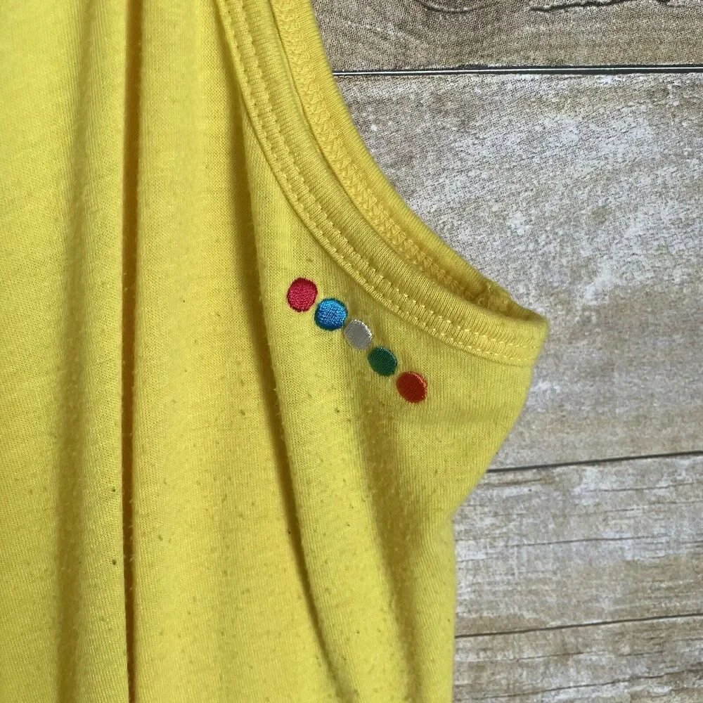 Coogi Bright Yellow Sundress With Ruffle & Chain Accent - Size 1X - Rhinestones